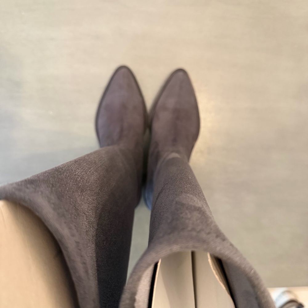 $598 La Canadienne Paton Western Boot Waterproof Suede Knee High Grey Heel 35.5 - Picture 13 of 16